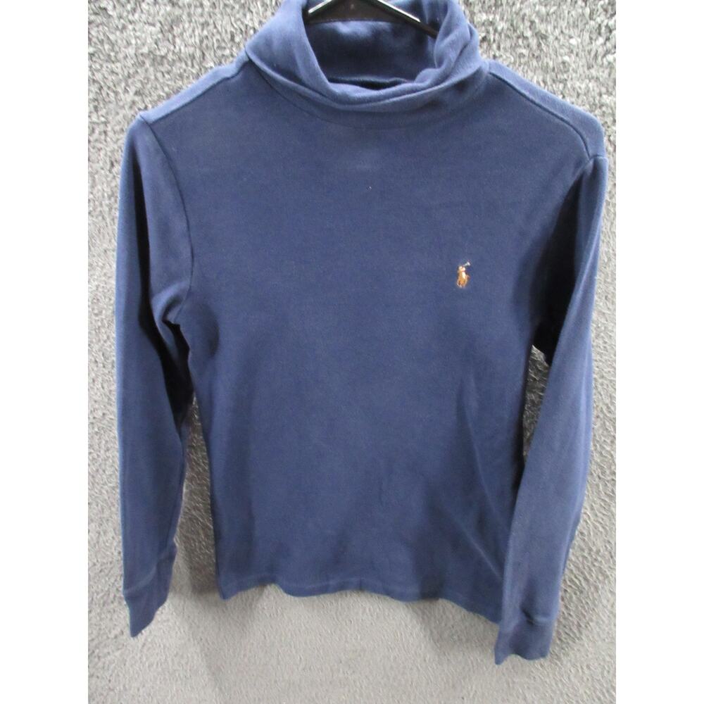 Polo Ralph Lauren Boys Medium Navy Blue Turtleneck Long Sleeve Shirt